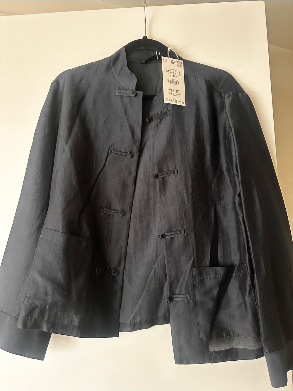 Zara Black Mandarin-Collar Women's Jacket